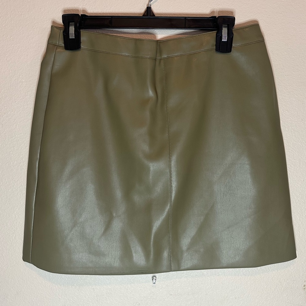 Double Zero Olive Faux Leather Skirt